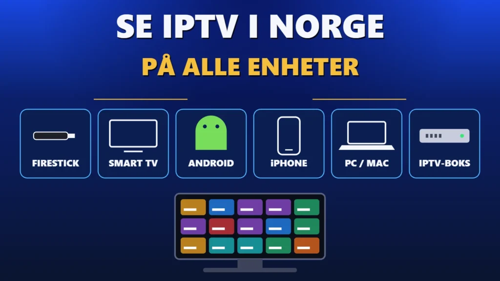 Se IPTV i Norge på alle enheter: Firestick, Smart TV, Android, iPhone, PC eller Mac og IPTV-boks